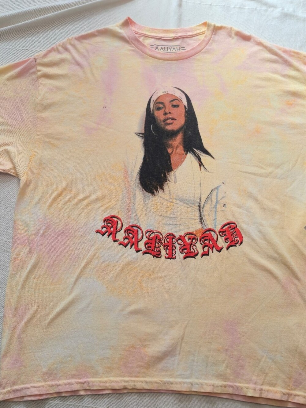 Forever 21 Plus Size 2X Aaliyah Graphic T-Shirt Orange Multi Tie-Dye Cotton